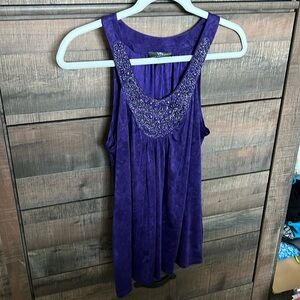Purple Jeweled Blouse Tank, Size L